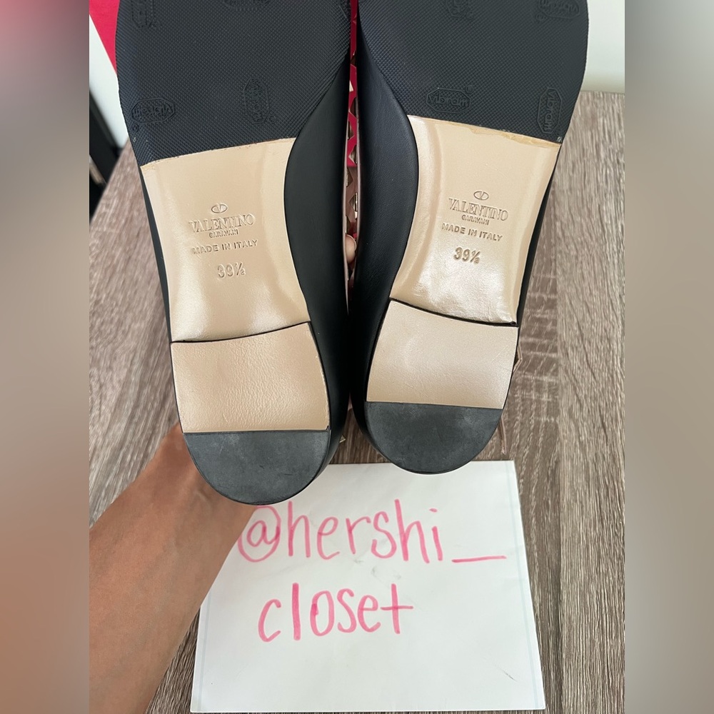 Valentino Garavani Black Calfskin Rockstud Caged Ballerina Flats 39.5 - Picture 5 of 10